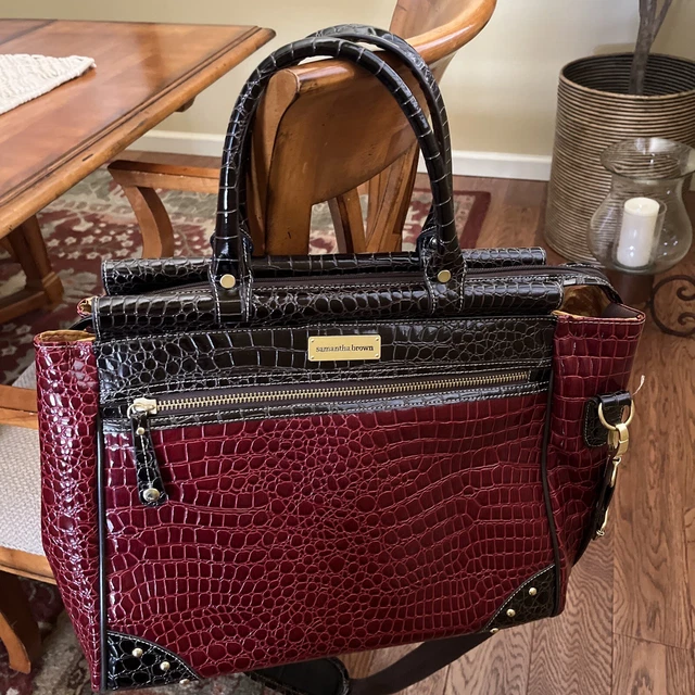Samantha Brown Burgundy Embossed Dowel Travel Bag / Brief Case / Computer Bag