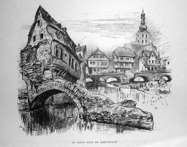 BAD KREUZNACH. Sehr hübsche Lithographie von ROBIDA 1890