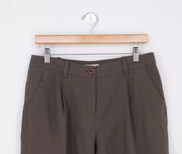 Eileen Fisher Organic Linen Rolled Cuff City Shorts Size 4 Taupe 2