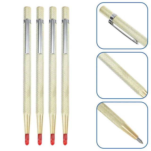 4 piezas Herramienta de escritura Marcador de metal Pluma Grabado Marcador Pluma Diseño