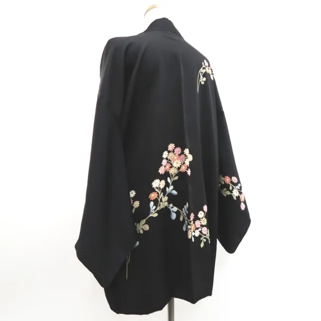 9269E5 Silk Vintage Japanese Kimono Haori Jacket Chrysanthemum 2