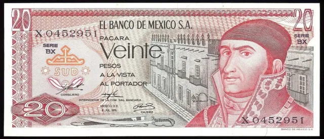 Mexico P-64c Banco de Mexico 20 Pesos BX,8.7.1976 UNC