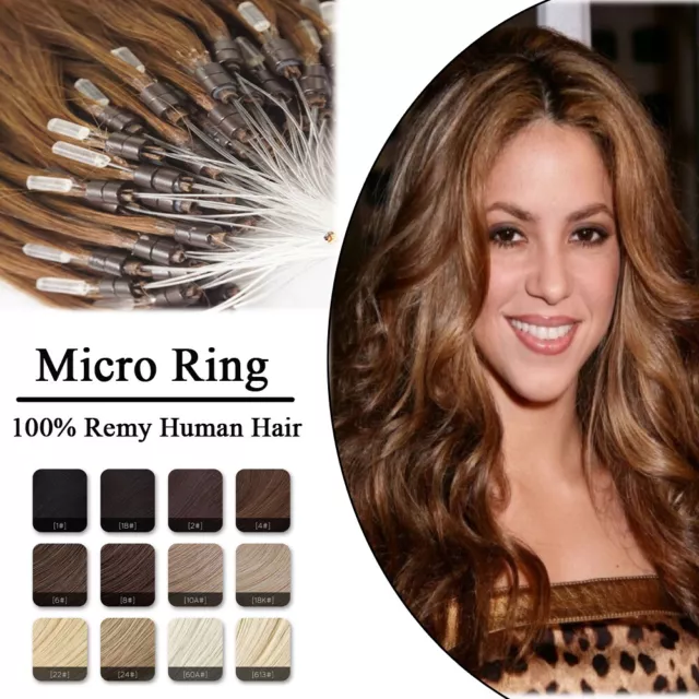 Micro Loop Ring Beads 100% Remy Human Hair Extensions Double Drawn Thick 7A 1G