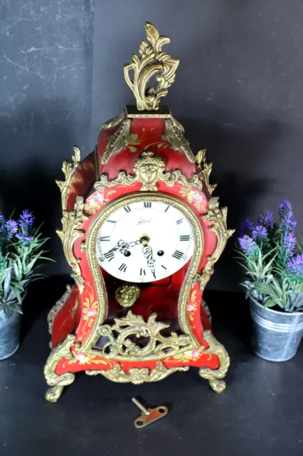 Vintage german Walt Boulle design Mantel clock brass caryatid 2