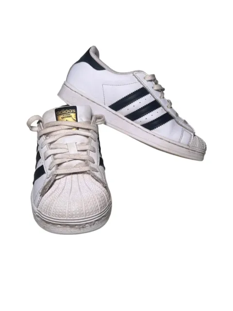 Girls Boys Kids Youth adidas Originals Superstar White Black Gold Shoes size 2.5