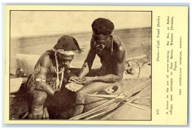 c1930's Arrow Making in Port Bevan Western Division Papua New Guinea Postcard