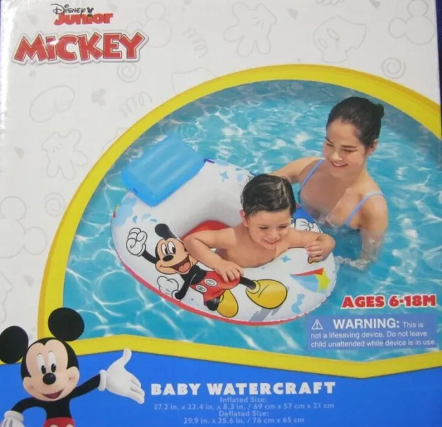 Disney Jr Mickey Mouse Baby Watercraft Float Swimming Pool Seat - Ages 6-18 M