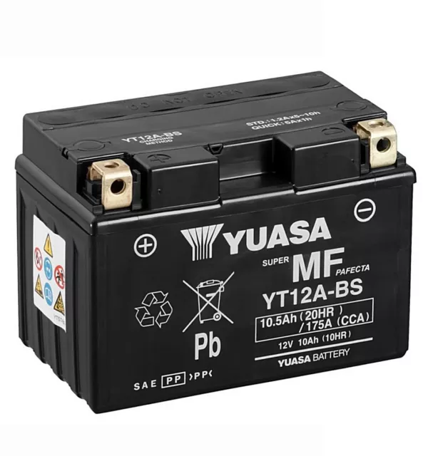 Yuasa YT12A-BS AGM Batterie 12V 10AH - Prêt à Poser Moto (YT12A-4, GT12A-BS)