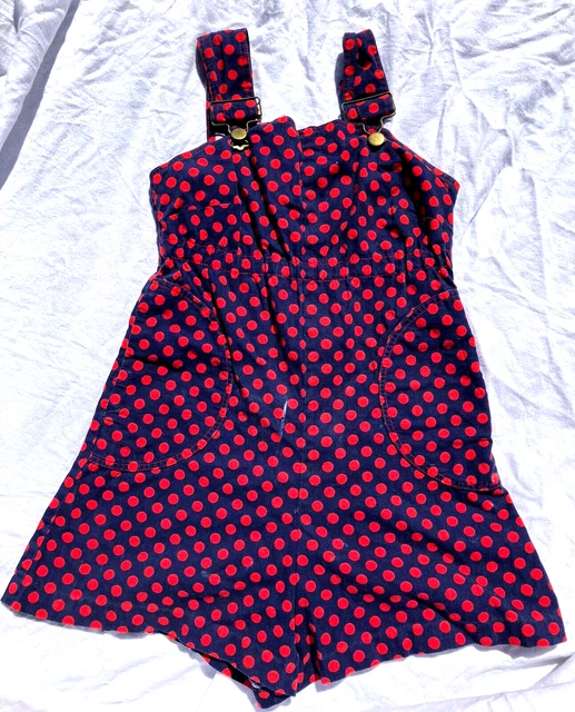 Vintage 1940s ? Adolescent Age Polka Dot Cotton  Romper Playsuit