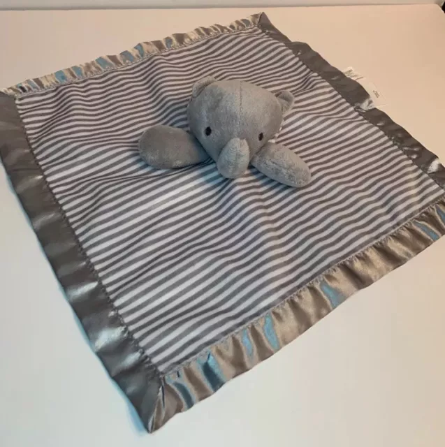 Circo Baby Target Plush Gray White Elephant Striped Satin Security Blanket Lovey