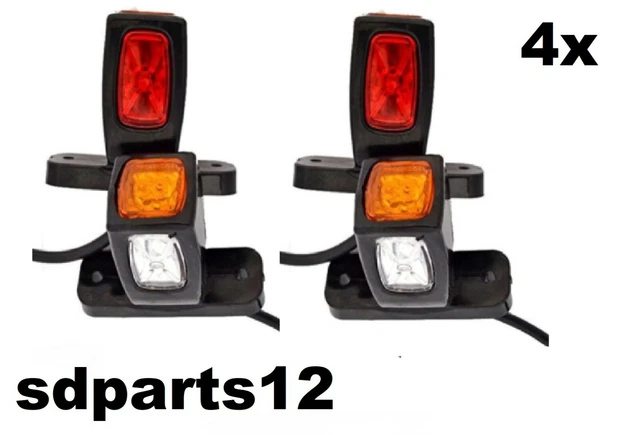 2 PCS 12/ 24V LED Gomma Stelo Base Rimorchio Luce Segnalazione Laterale - 9
