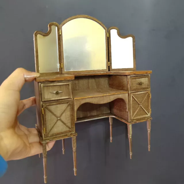 1/6 Maßstab 1:12 Puppenhaus Miniaturunvollendetes Schminktisch Hocker Möbel Set