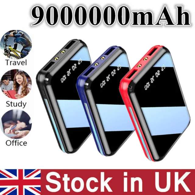 Portable 9000000mAh Power Bank Fast Charger 2 USB Battery Pack for Mobile Phone