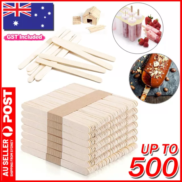 Eco Natural WOODEN CRAFT STICKS PADDLE POP POPSICLE Coffee Stirrers Ice CreamAU