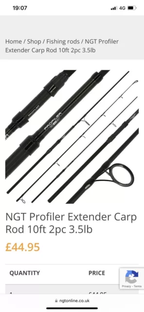 NEW NGT PROFILER Extender Carp Fishing Rods 9ft 10ft 2pc 3.5lb
