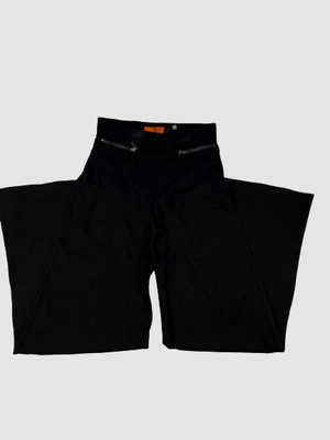 $143 Patrizia Luca Milano Women's Black Stretch Wide Leg Trouser Pants Size XS