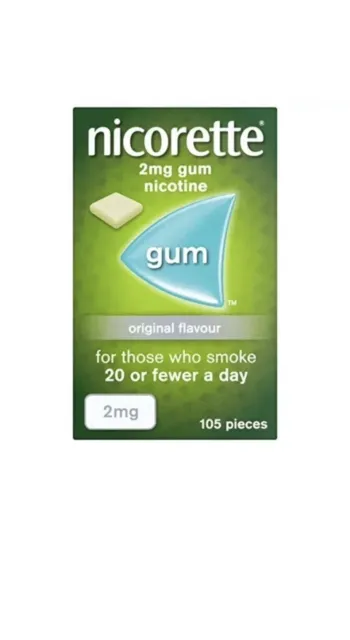 Nicorette Original Flavour 2mg Gum Nicotine- 105 Pieces Long Expiry