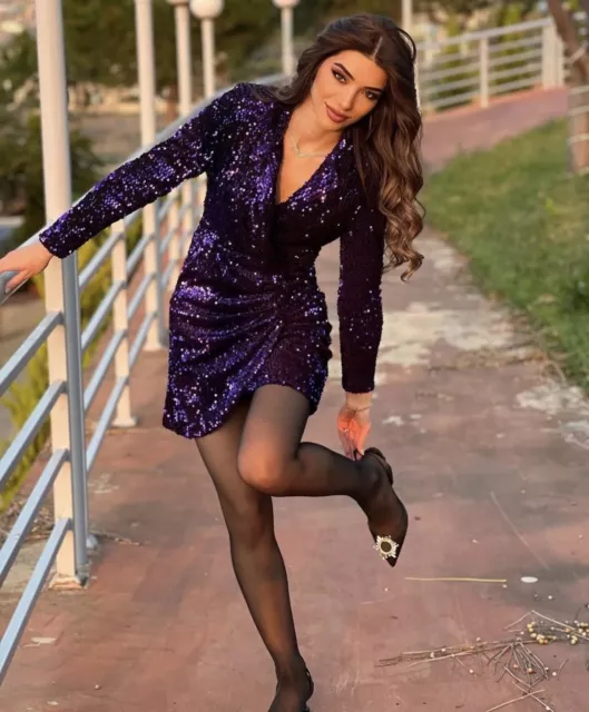 ZARA NEW WOMAN SEQUIN COLLAR BLAZER DRESS Purple Size M 40.00 PicClick UK