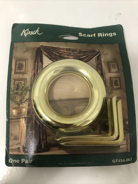 Kirsch Drapery Scarf Rings GT454.63 Brass Sealed Package One Pair