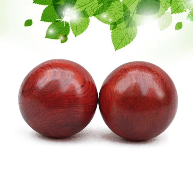 2 Pcs Wood Baoding Balls Chinese Hands Massage Mahogany Fitness