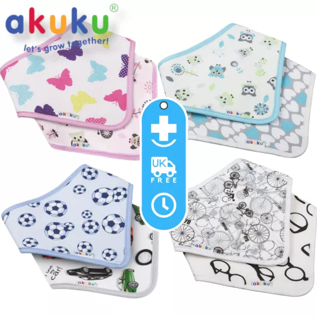 Baby BANDANA Bibs Akuku Boys Girls cotton dribble cheifs bib feeding gift towel