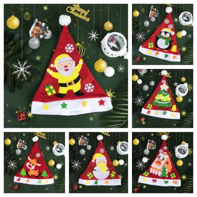 Handmade Non-woven Fabric Novelty Santa Hat DIY Christmas Hat Kids Xmas ArtsHat*