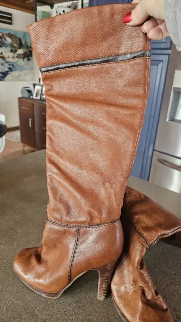 Jessica Simpson Knee High boots Size 9.5 High Heels Zipper Fold Over Cuff