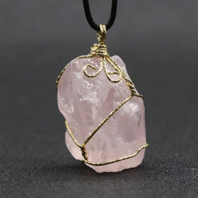 Natural Quartz Crystal Rock Stone Pendant Chakra Pendulum Necklace Healing Reiki