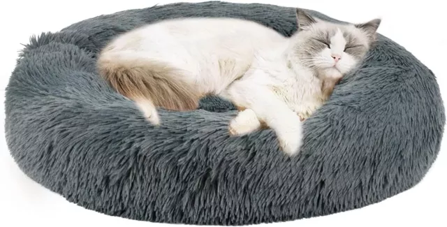 Dog Cat Bed Donut Soft Plush Cat Calming Pet Round Washable For Beds 80CM XL