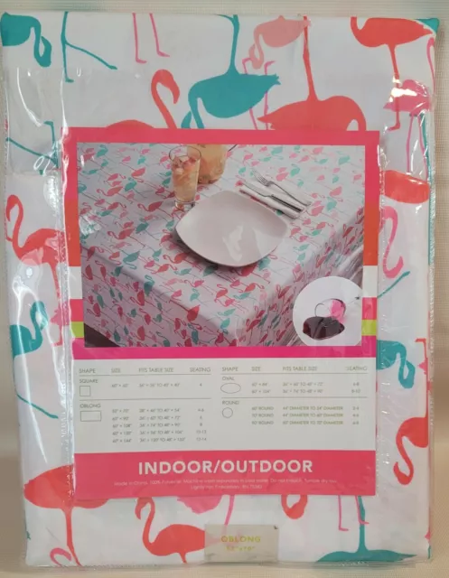 Isaac Mizrahi Easy Care Indoor/Outdoor Flamingo Tablecloth Oblong 52" x 70" New