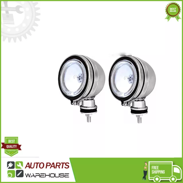 2 x 4" WHITE Chrome Halogen Car Spotlights Fog Spot Lights Foglights