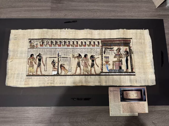 Signed Khedr Egyptian Book Of The Dead Final Judgement Scene Painted On Papyrus