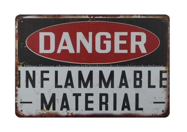 man cave wall art living room Danger Inflammable Material metal tin sign
