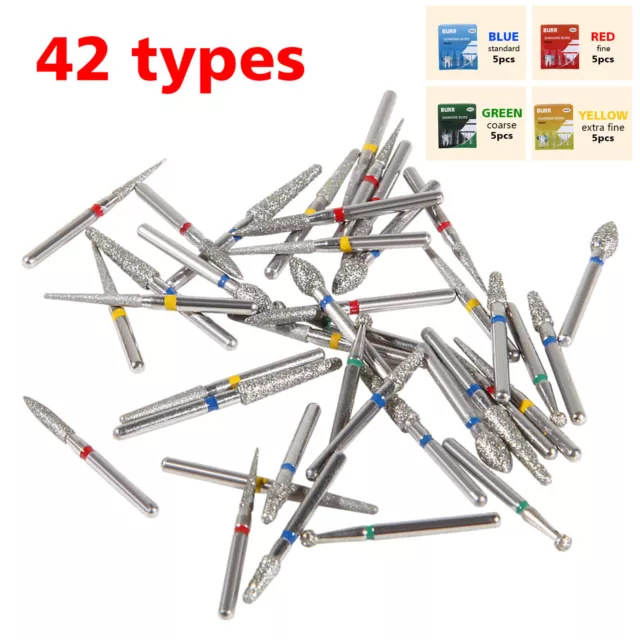 42Size Dental Diamond Burs For High Speed Handpiece Friction Grip 5Pcs/Box SA