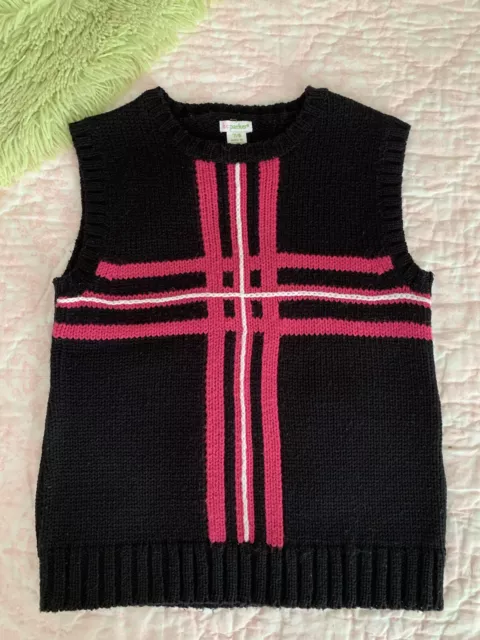 KC Parker Sweater Vest Sleeveless Knit Crewneck Pullover Black Pink White Girls