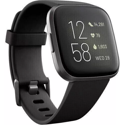 Fitbit Versa 2 Fitness Smartwatch Tracker - Carbon Black