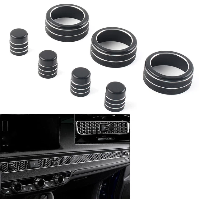 7pcs Switch Knob Ring Cover Trim For Honda Civic 11th 2022+ CRV 2023-2024 Black