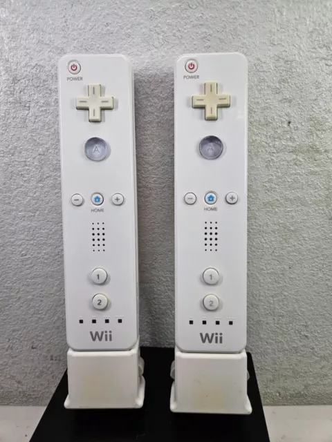 2 Nintendo OEM Wii Remote Controllers W Motion Plus Adapters - FAST SHIP!💨✅