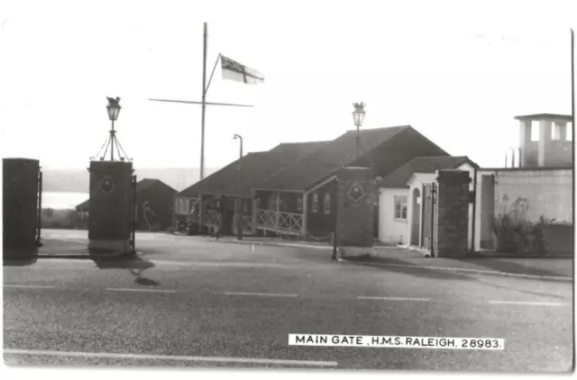 GB 1962 Main Gate 'HMS Raleigh' old real photo RP postcard