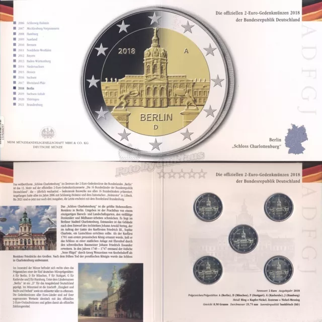 2018 Berlin-Schloss Charlottenburg, MDM-5x2€ Blister, A-J