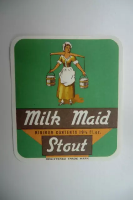 MINT WARWICK & RICHARDSON NEWARK MILK MAID STOUT 19 1/3 floz  BREWERY BEER LABEL