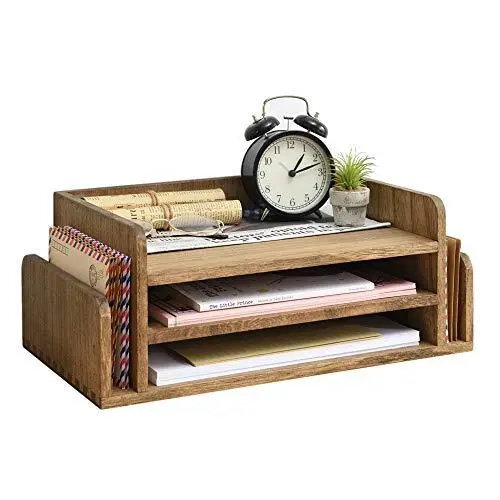 Kirigen Wood Desk Organizer 5 Trays - Desktop Document Letter Tray for Folder...