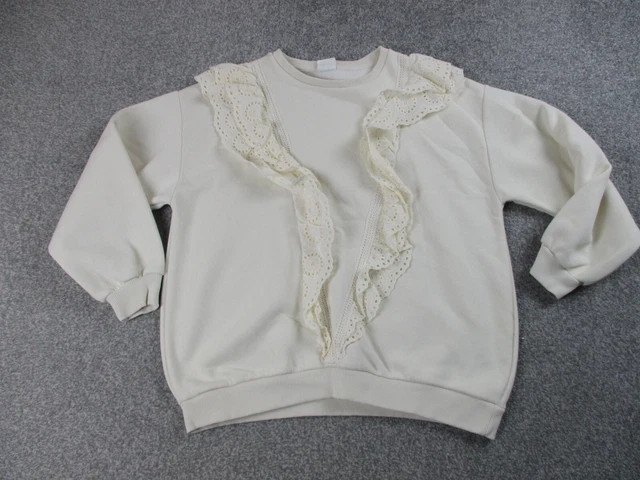 Felpa Zara Ragazza 11-12 Anni Bianca Maniche Lunghe Collo Crew Maglione
