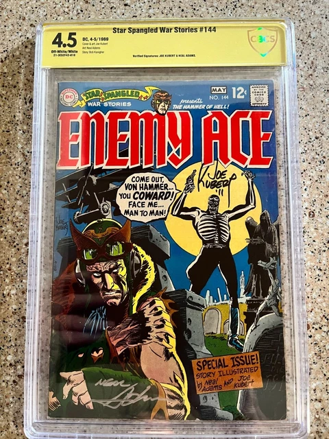 Star Spangled War Stories # 144 CBCS  4.5 SIGNED BY Neal Adams & Joe Kubert