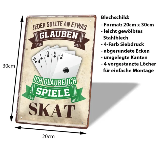 Skat spielen Retro Deko Blechschild Geschenkidee für Skatspieler 20x30cm A0673 2