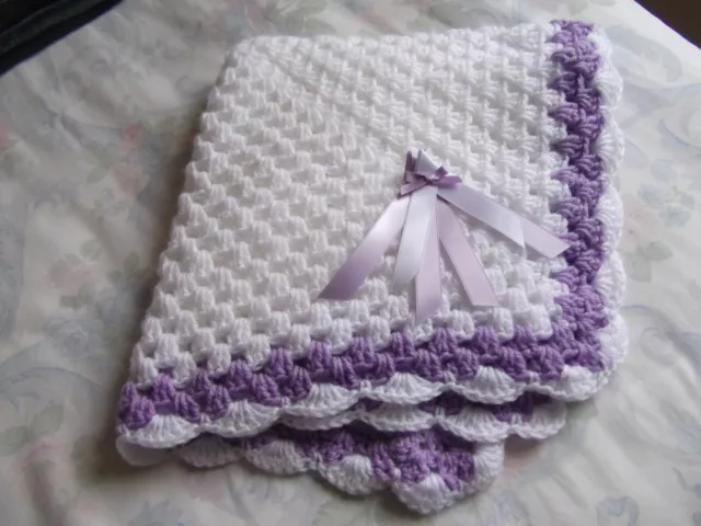 Hand Crochet Baby Pram Car Seat/Shawl/  Blanket approx 26 x 26