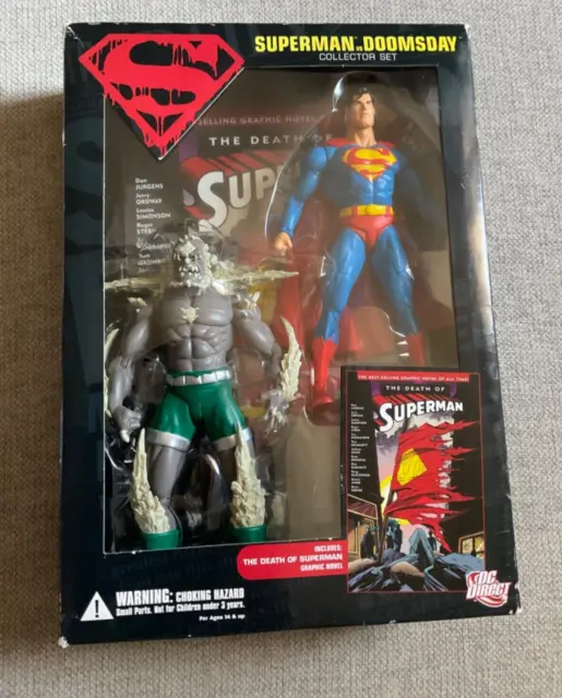 Superman vs. Doomsday Action Figure Collector Set 2 Pack New Comes w/Comic Book