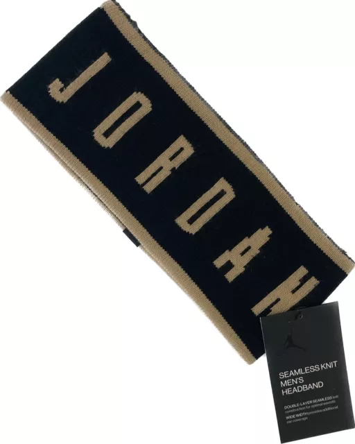 Nike Air Jordan Jumpman Seamless Knitted Reversible Headband Black Gold