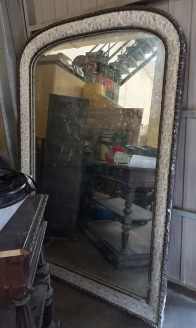 Espejo Grande Antiguo, De Madera Muy Pesado, Tapizado Con Tela, Siglo Xix ?