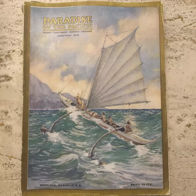PARADISE OF PACIFIC MAGAZINE Honolulu Hawaii 1926 Christmas Long Board Sailing